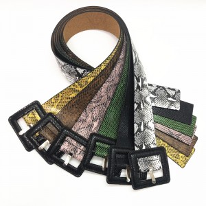 HD0827 - Kleurrijke slangenhuid lederen riem luxe gesp pin vrouwen pu riemen jas buikband corset gordel dames showjurk riem